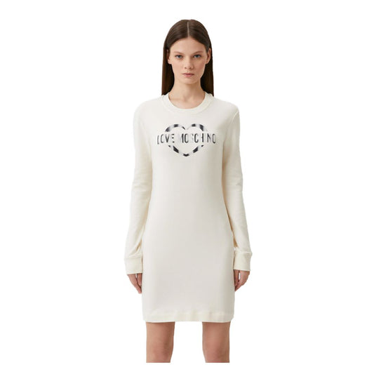  - Chic White Cotton Blend Dress with Logo Accent