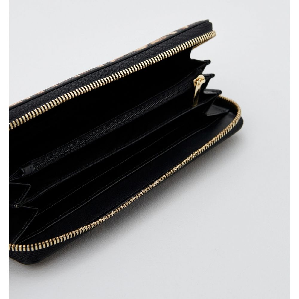  - Sleek Designer Zipper Wallet with Gold Accents