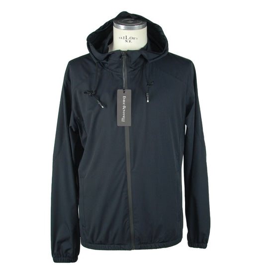  - Sleek Hooded Full Zip Jacket in Black