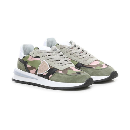  - Chic Army Suede-Trimmed Fabric Sneakers