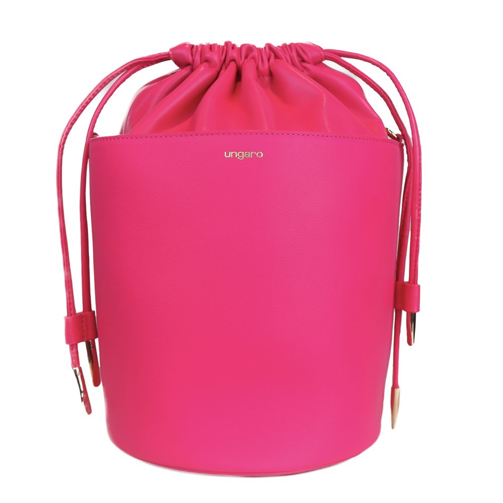  - Fuchsia Elegance Leather Bucket Bag