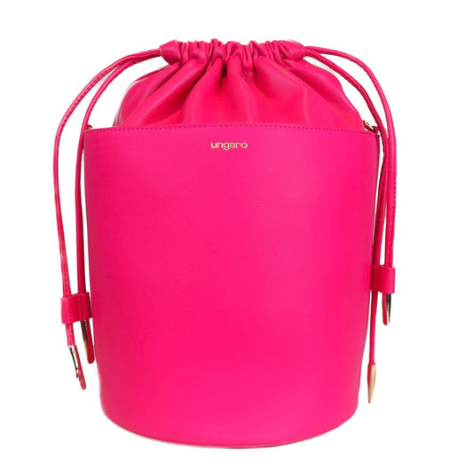  - Fuchsia Elegance Leather Bucket Bag