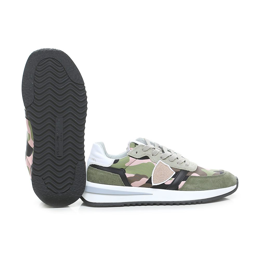  - Chic Army Suede-Trimmed Fabric Sneakers