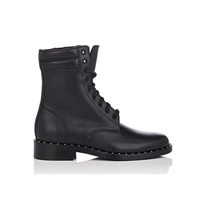 Studded Calfskin Lace-Up Ankle Boots - The Luxe Alliance