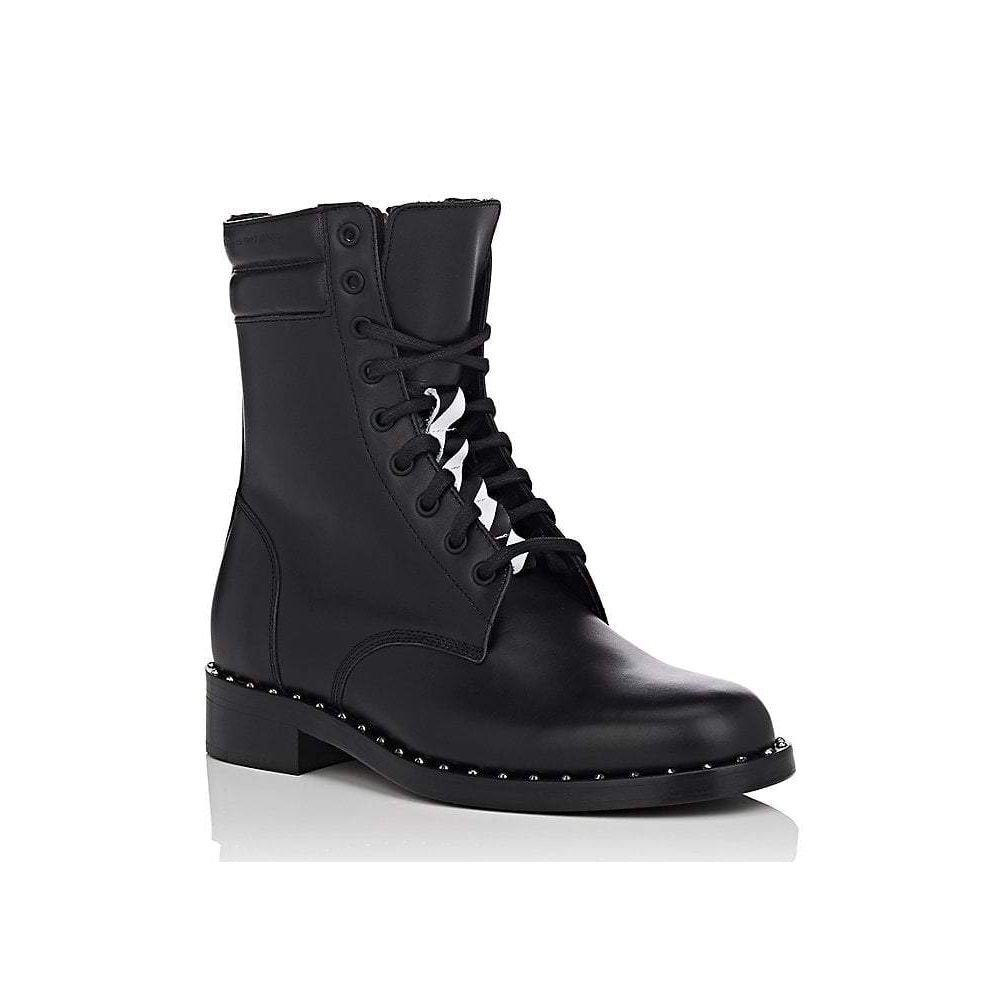 Studded Calfskin Lace-Up Ankle Boots - The Luxe Alliance