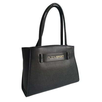  - Sleek Black Three-Compartment Tote Bag