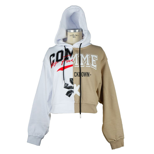  - Chic Two-Tone Graphic Hooded Sweatshirt