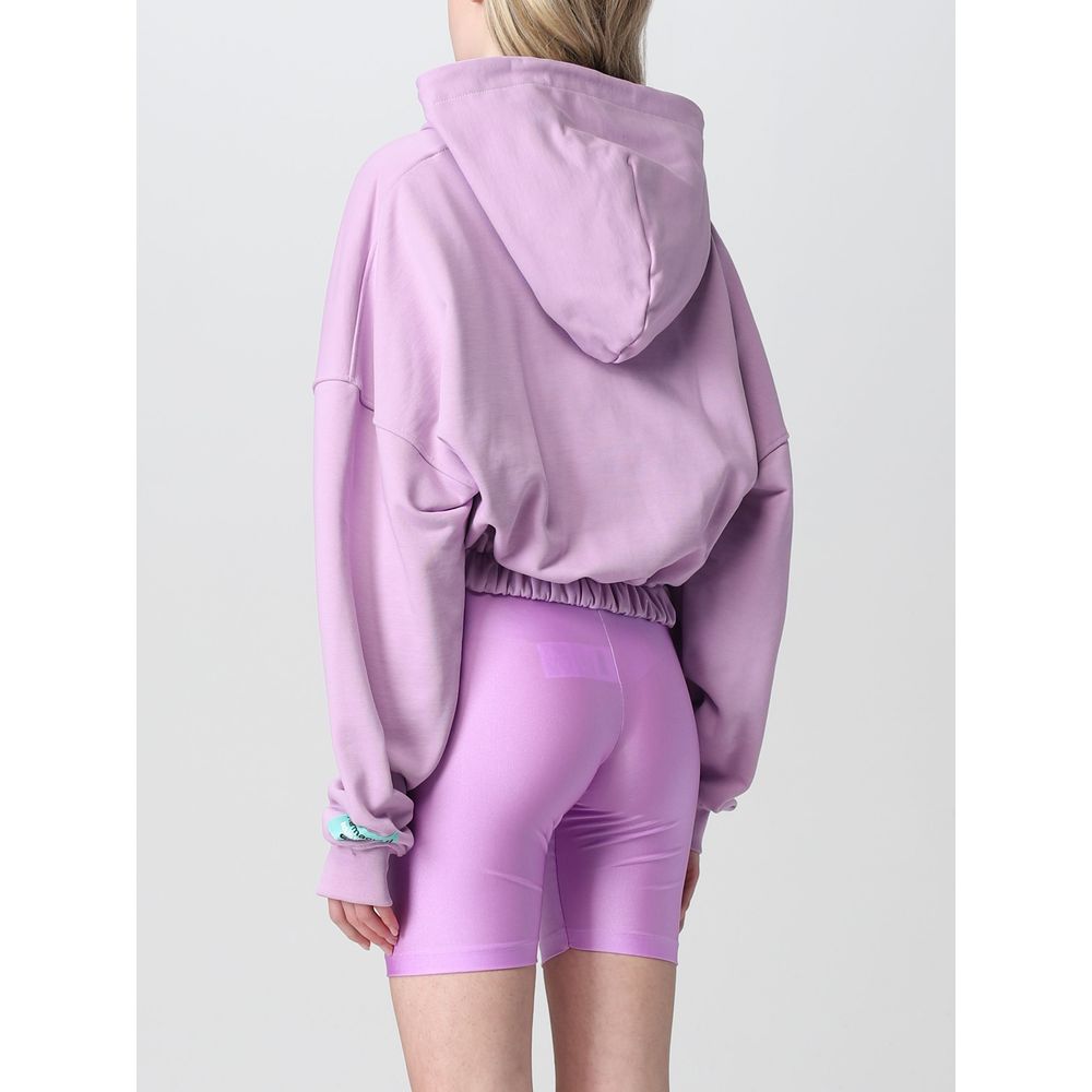  - Purple Cotton Women Sweater With Zip Closure