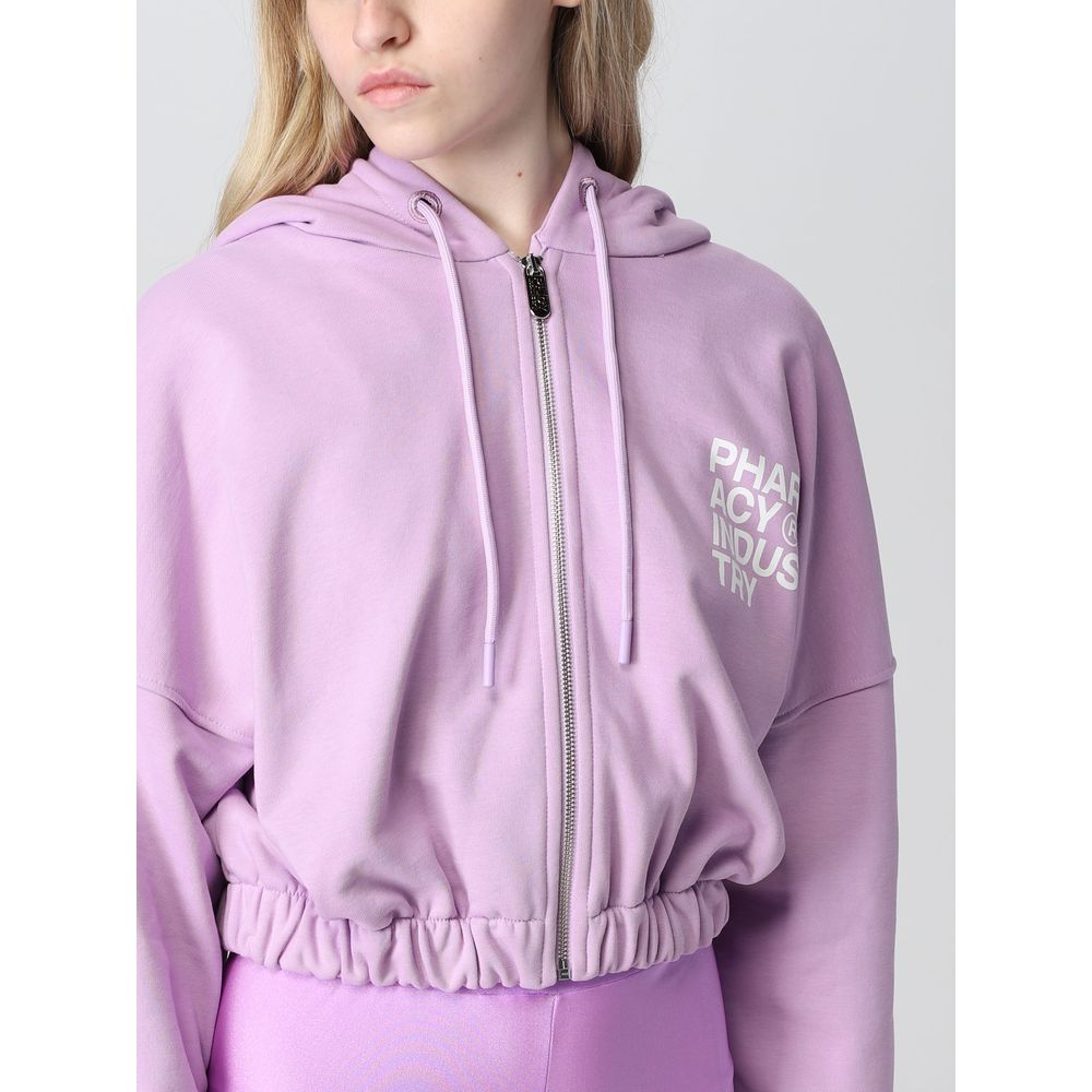  - Purple Cotton Women Sweater With Zip Closure