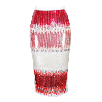  - Pink & White Sequin Skirt