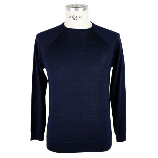  - Elegant Blue Cashmere Blend Crewneck Sweater