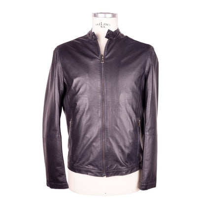  - Sleek Black Genuine Leather Jacket