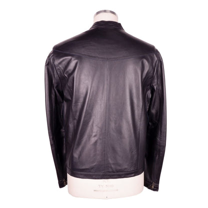  - Sleek Black Genuine Leather Jacket