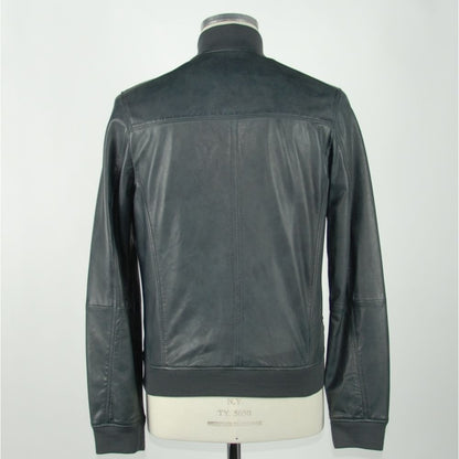  - Elegant Blue Leather Jacket for Men