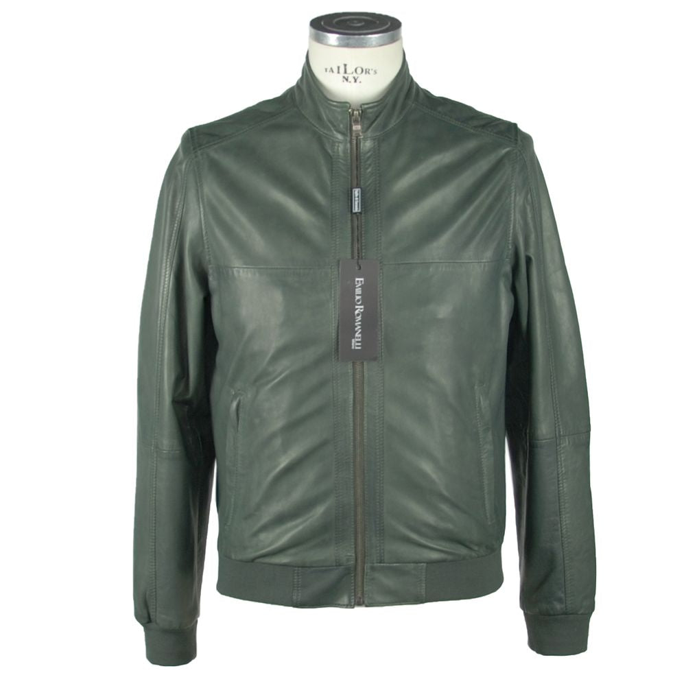  - Emerald Elegance Leather Jacket