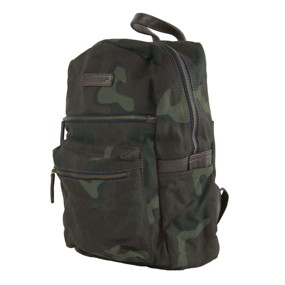 Green Cotton Men Backpack