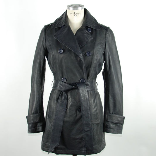  - Blue Leather Women's Trench Coat