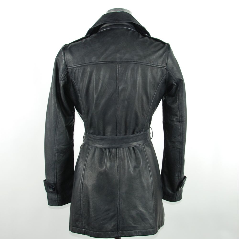  - Blue Leather Women's Trench Coat