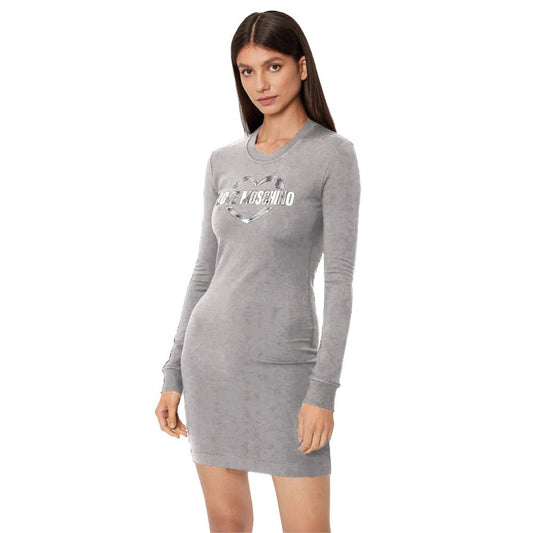  - Chic Gray Cotton Blend Dress with Logo Detail