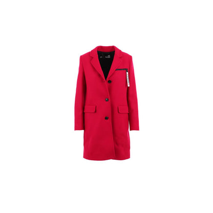  - Chic Pink Woolen Coat with Logo Details