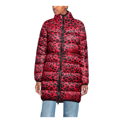  - Red & Black Leopard Print Long Puffy Jacket