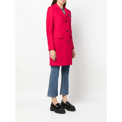  - Chic Pink Woolen Coat with Logo Details