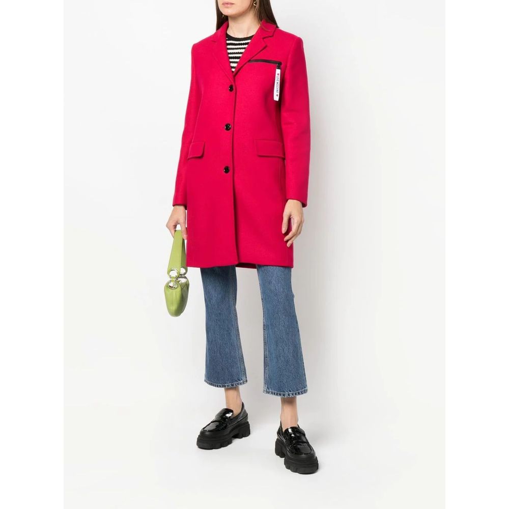  - Chic Pink Woolen Coat with Logo Details