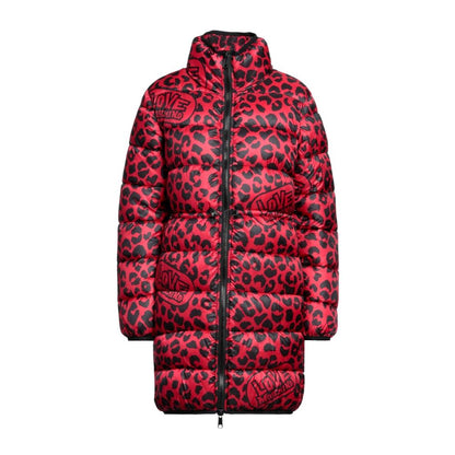  - Red & Black Leopard Print Long Puffy Jacket