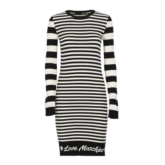  - Elegant Striped Knit Dress with Long Sleeves