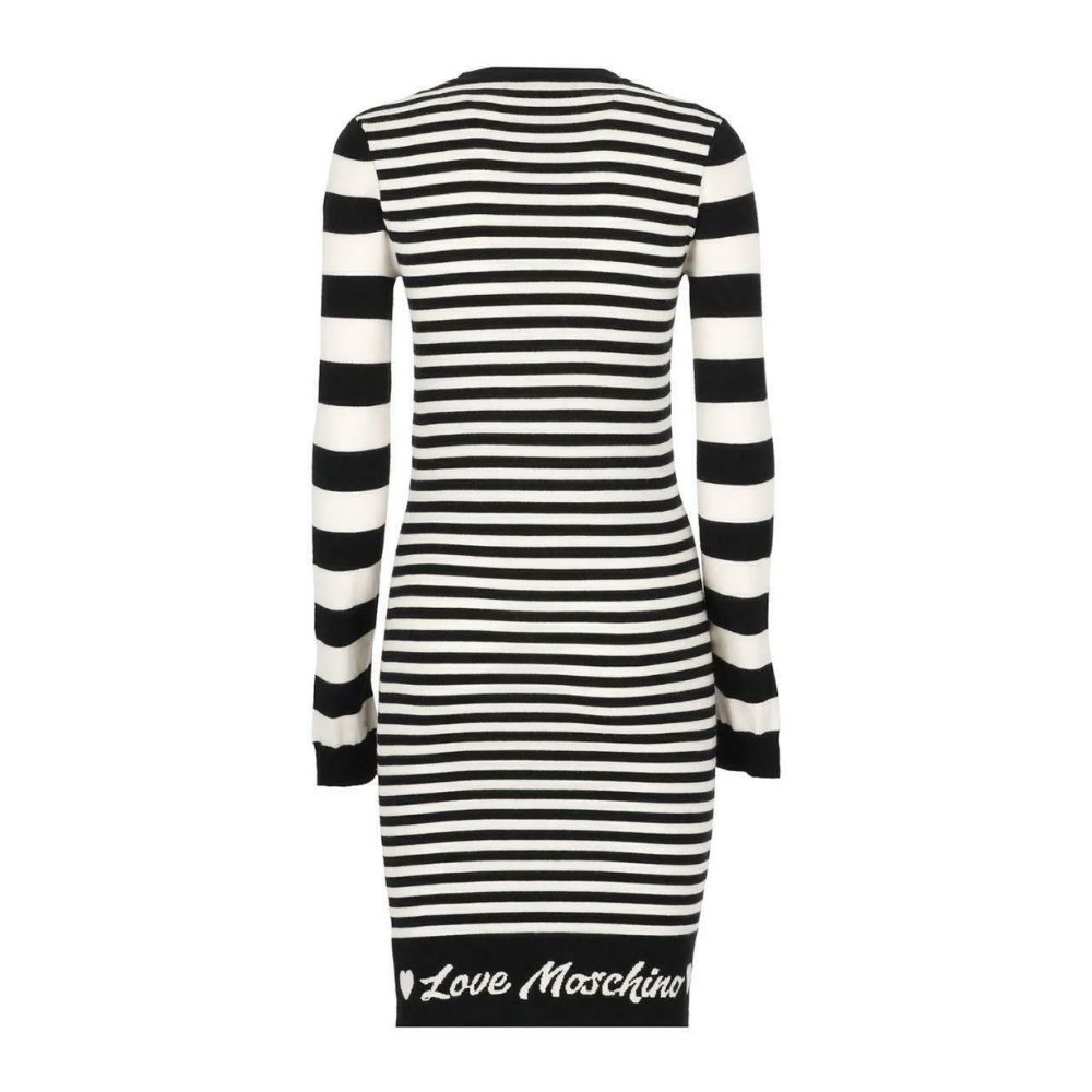  - Elegant Striped Knit Dress with Long Sleeves