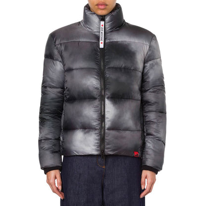  - Chic High Collar Down Jacket with Logo Patch