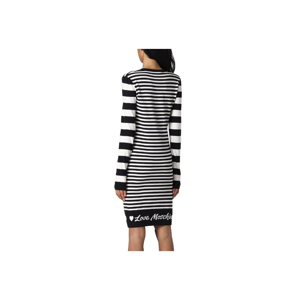  - Elegant Striped Knit Dress with Long Sleeves