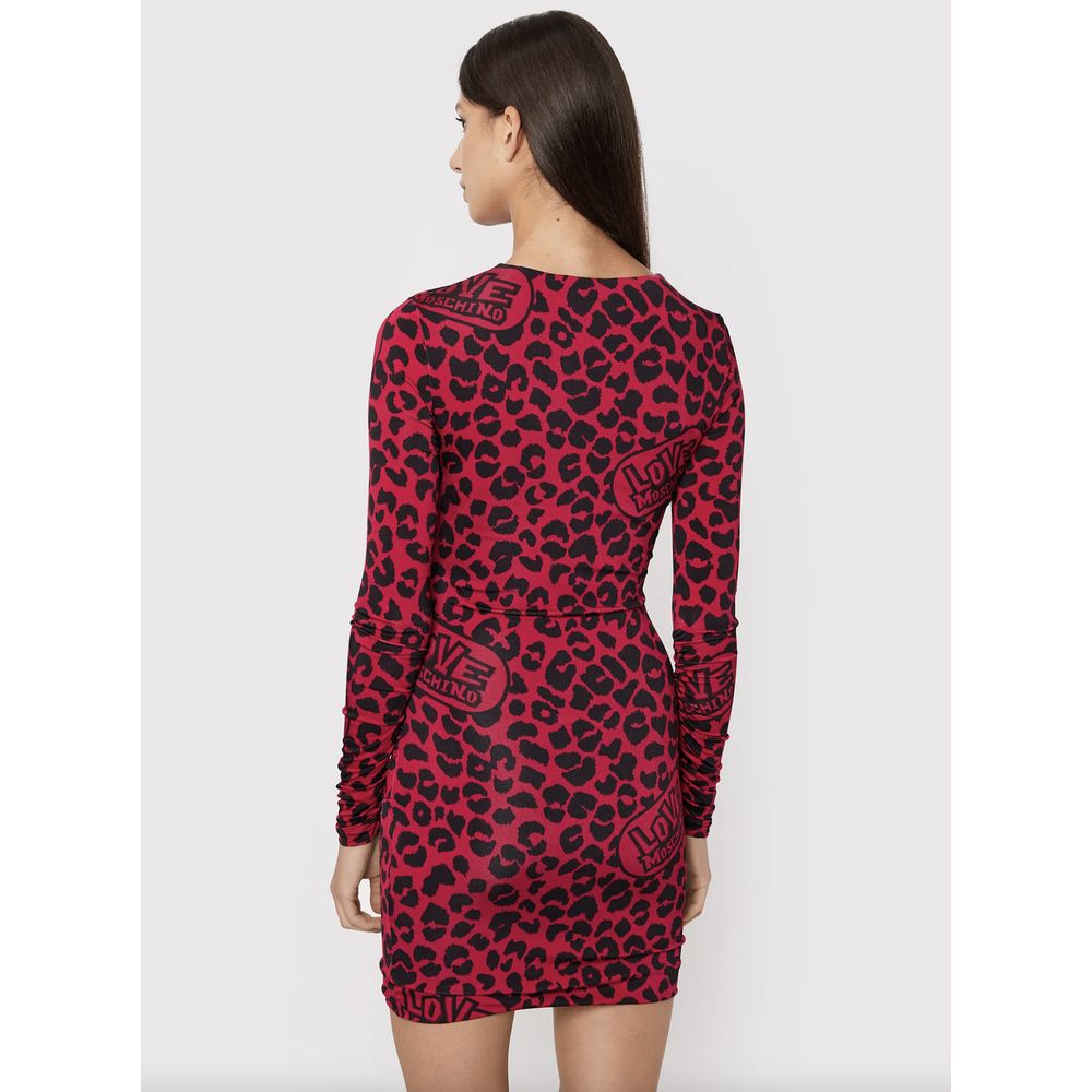  - Chic Leopard Texture Dress in Pink and Black