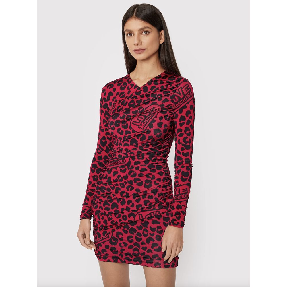  - Chic Leopard Texture Dress in Pink and Black