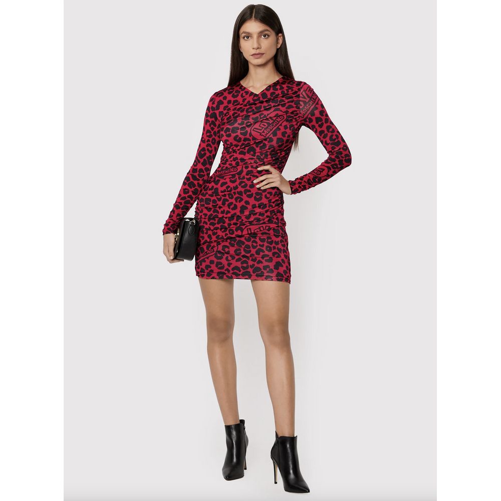  - Chic Leopard Texture Dress in Pink and Black