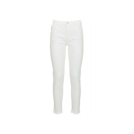  - White High-Waisted Slim Denim Trousers