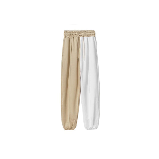  - Chic Beige Two-Tone Drawstring Sweatpants