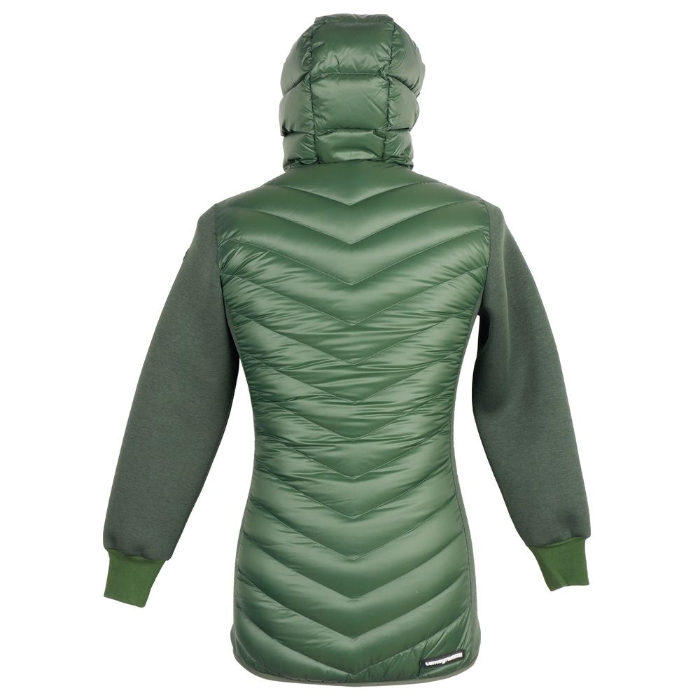  - Elegant Hooded Long Down Jacket in Dark Green