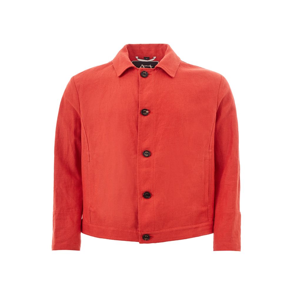 Elegant Orange Polyester Jacket - The Luxe Alliance