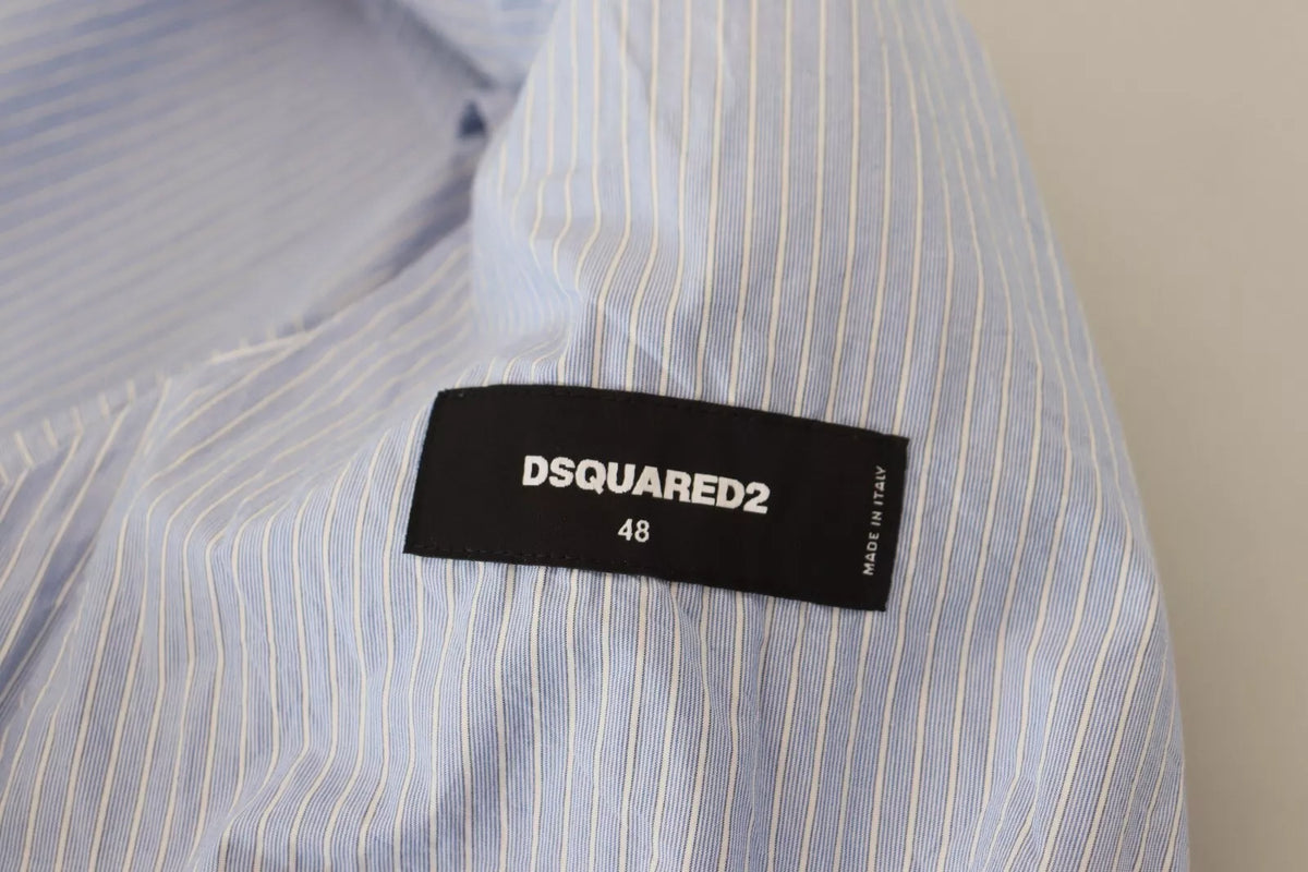 Dsquared2 Blue Striped Single Breasted Formal Coat Blazer