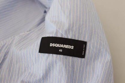 Dsquared2 Blue Striped Single Breasted Formal Coat Blazer
