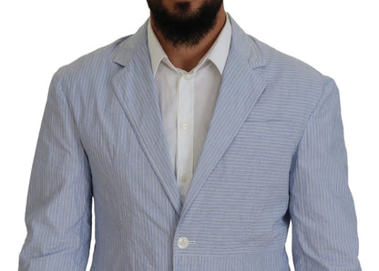 Dsquared2 Blue Striped Single Breasted Formal Coat Blazer