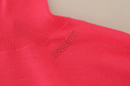  - Pink Solid Long Sleeve Turtle Neck Casual Sweater