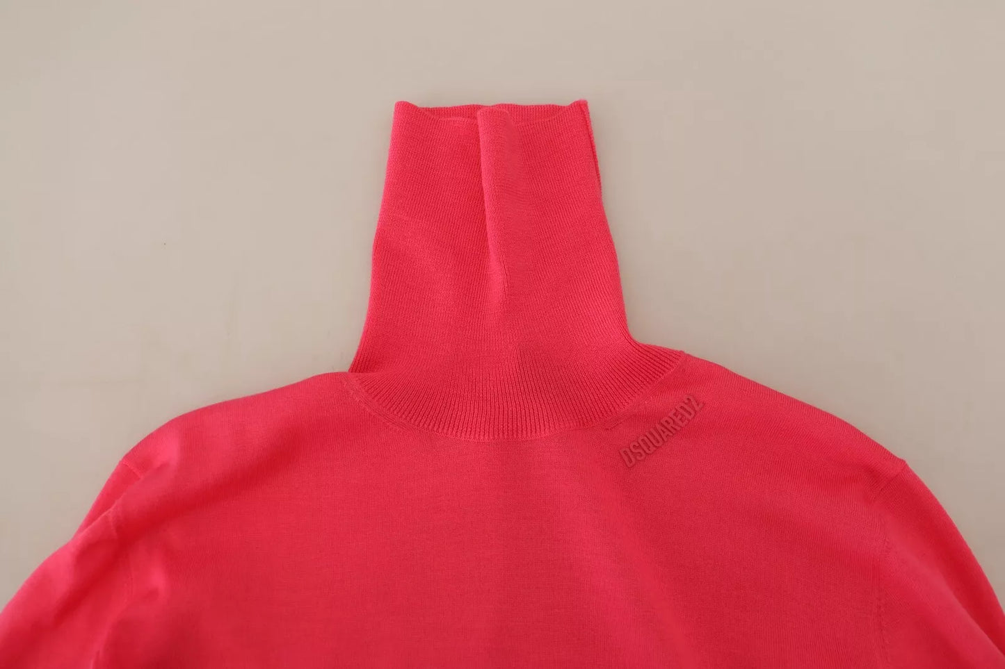  - Pink Solid Long Sleeve Turtle Neck Casual Sweater