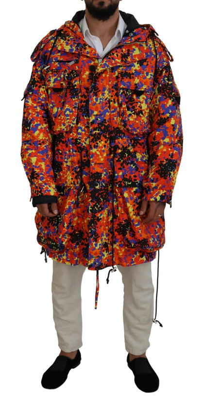  - Multicolor Long Hooded Cargo Pocket Coat Jacket