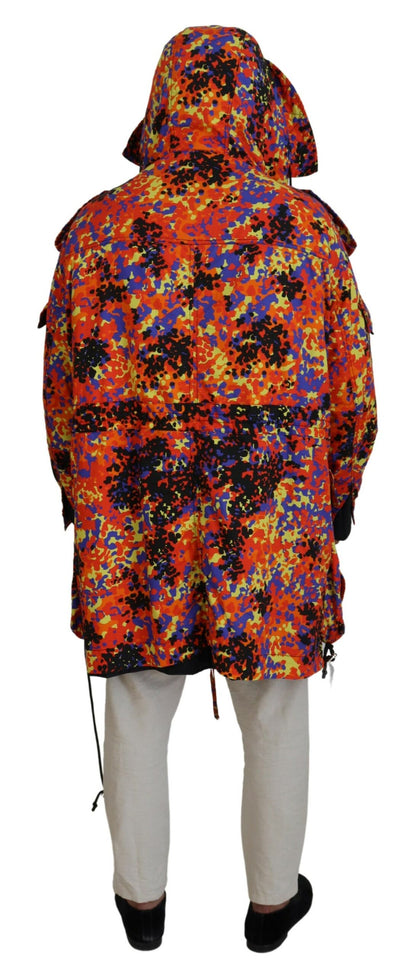  - Multicolor Long Hooded Cargo Pocket Coat Jacket