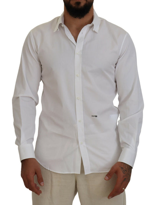 White Cotton Collared Long Sleeves Formal Shirt - The Luxe Alliance