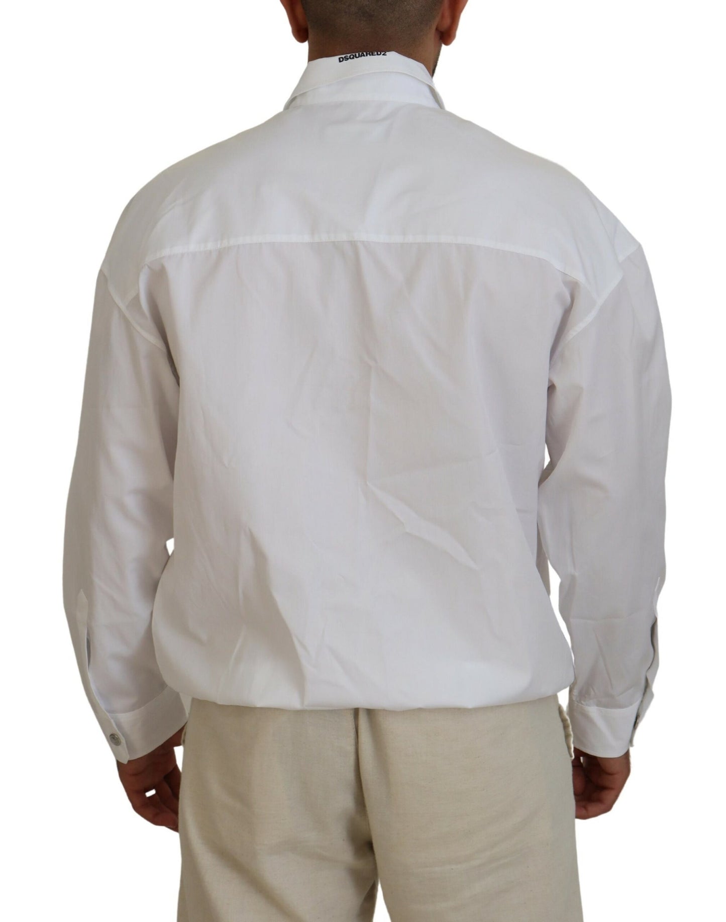 White Cotton Collared Casual Men Long Sleeves Jacket - The Luxe Alliance