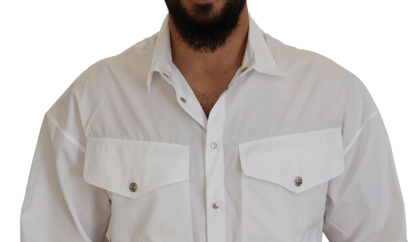 White Cotton Collared Casual Men Long Sleeves Jacket - The Luxe Alliance