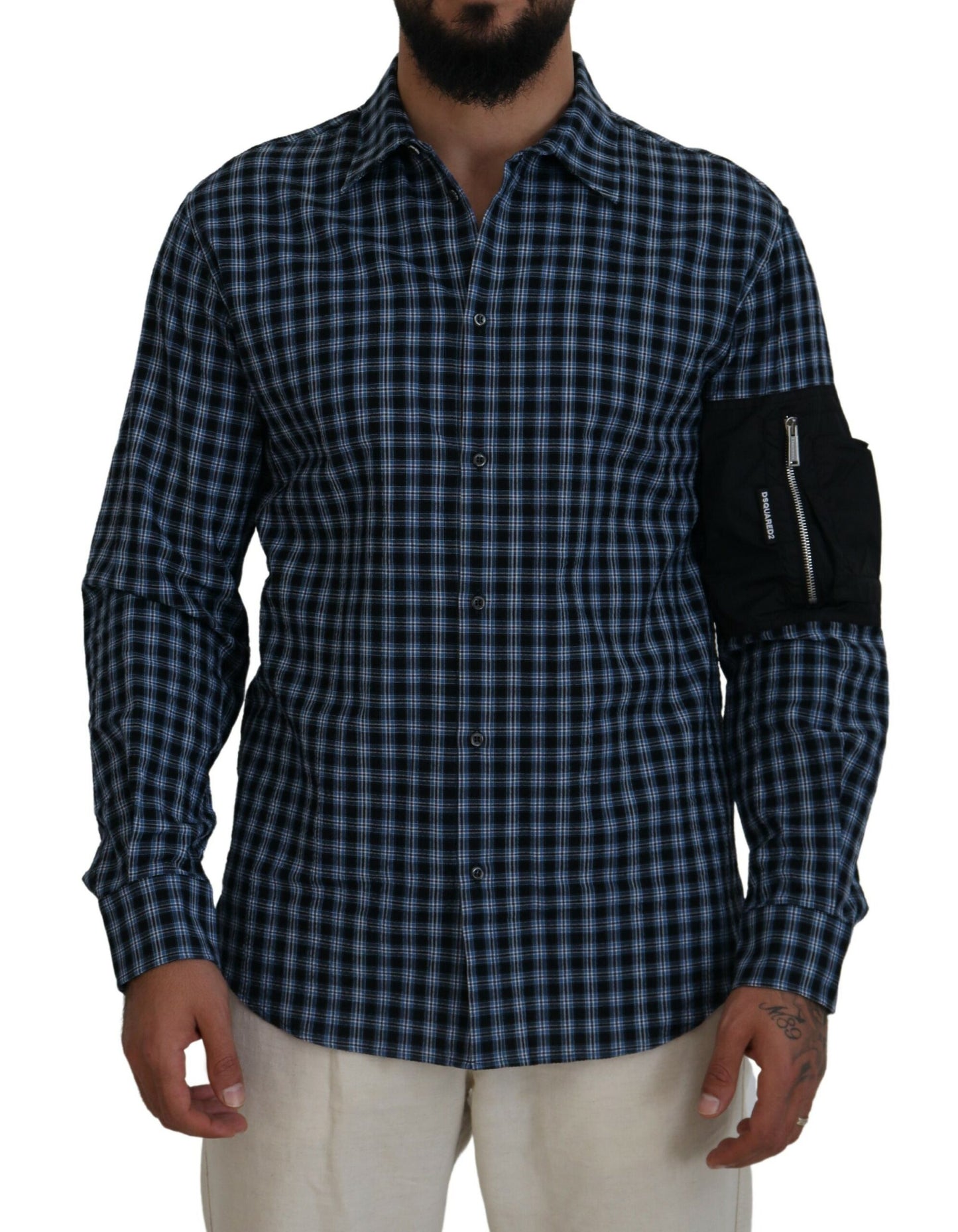 Multicolor Black Arm Plaid Men Long Sleeves Shirt - The Luxe Alliance